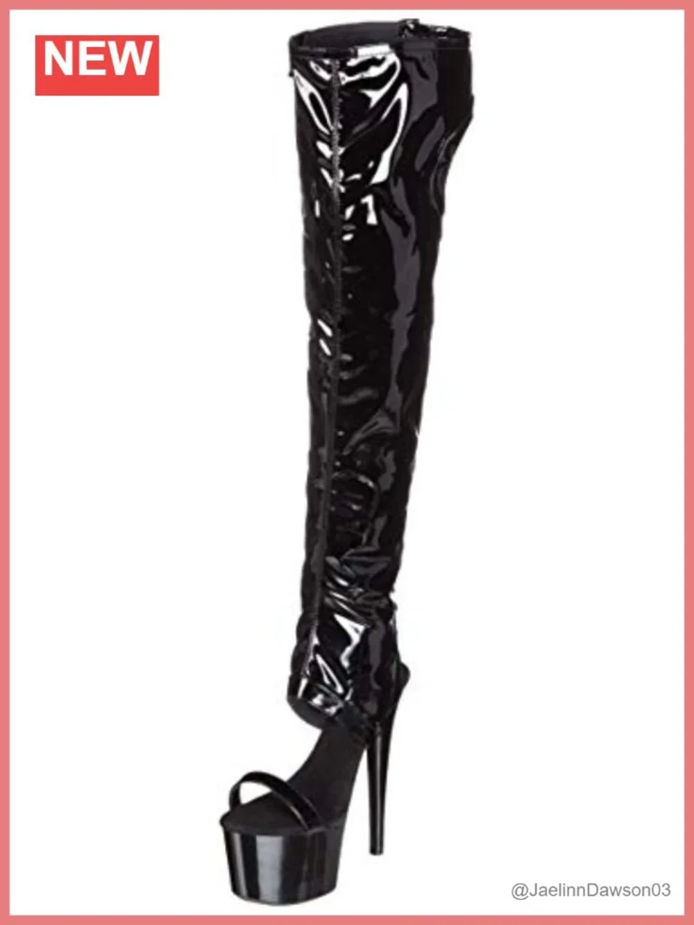 Faux Leather Cut Out Platform Thigh High Boots Open Toe Fetish Style